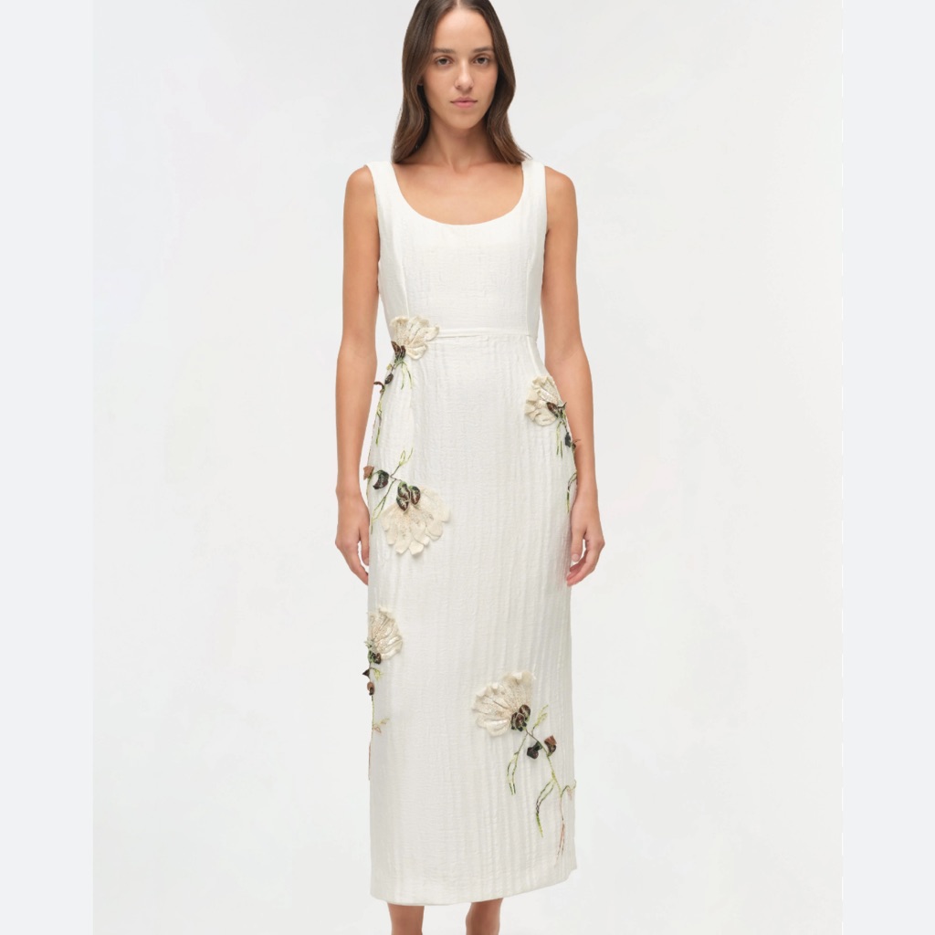Jonathan Simkhai Lilibeth Floral Midi Dress, Size 2, Worn Once
